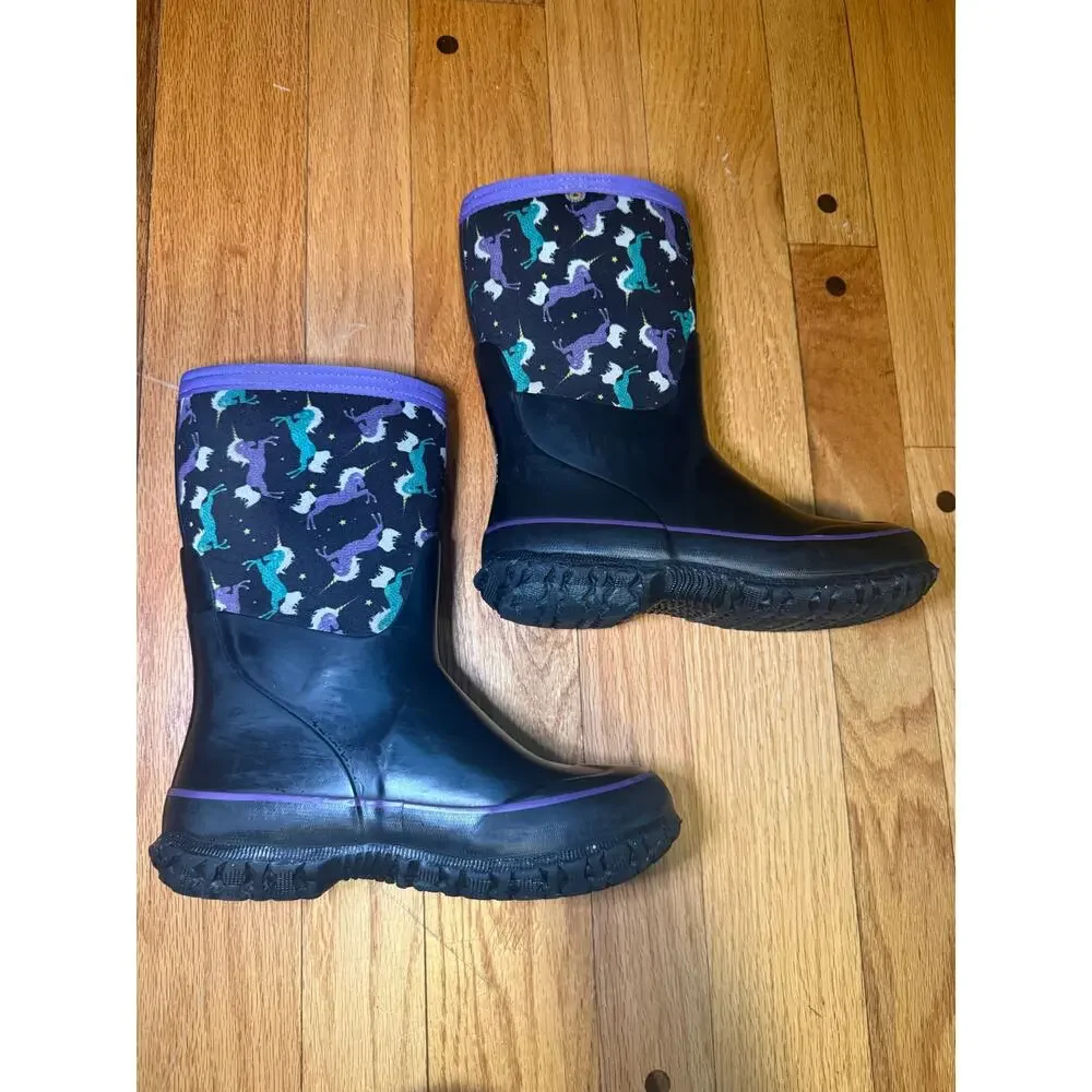 Bogs Classic Stomper Unicorn Boots Girls Youth Sz 1 Waterproof Winter